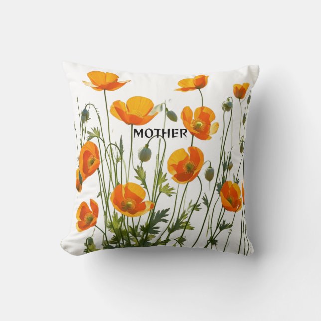 Californian/Welsh Poppies. Mother's Day gift Cushion (Front)