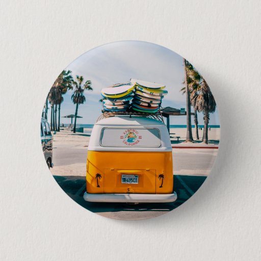 Image of Californian Yellow Campervan 6 Cm Round Badge