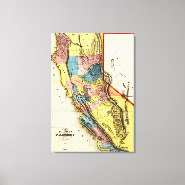 CaliforniaPanoramic Map Canvas Print (Front)
