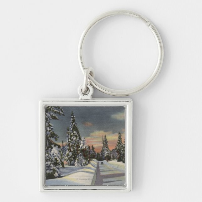 CaliforniaRim o' the World Highway in Winter Key Ring (Front)