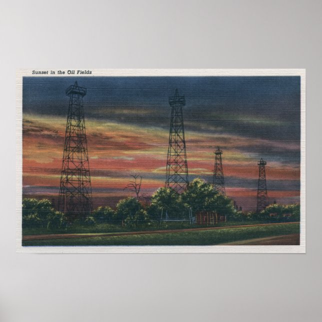 CaliforniaSunset View of Californian Oil Poster (Front)