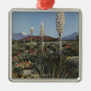 CaliforniaYucca Cacti in Bloom in Desert Metal Tree Decoration