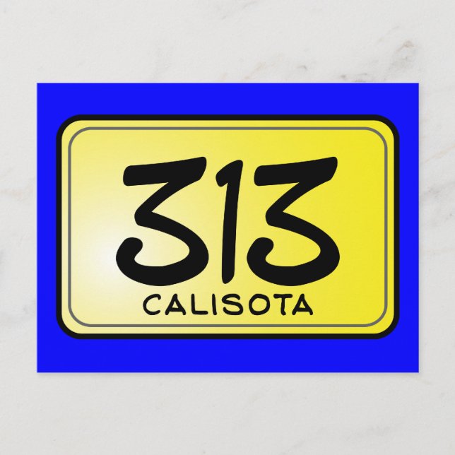 Calisota 313 License Plate Postcard (Front)