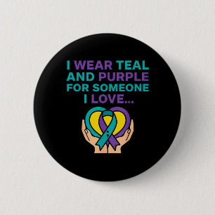 Call 988 - Wear Teal And Purple For Someone Love 6 Cm Round Badge