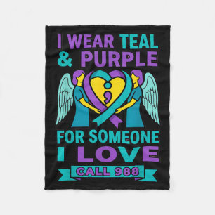 Call 988 - Wear Teal And Purple For Someone Love Fleece Blanket