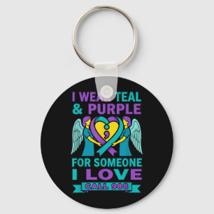 Call 988 - Wear Teal And Purple For Someone Love Key Ring