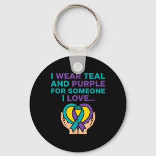 Call 988 - Wear Teal And Purple For Someone Love Key Ring
