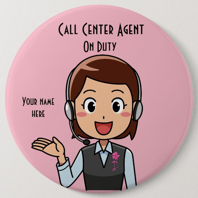 Call Centre Agent On Duty Pink 6 Cm Round Badge (Front)