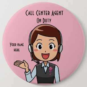 Call Centre Agent On Duty Pink 6 Cm Round Badge