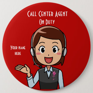Call Centre Agent On Duty Red 6 Cm Round Badge