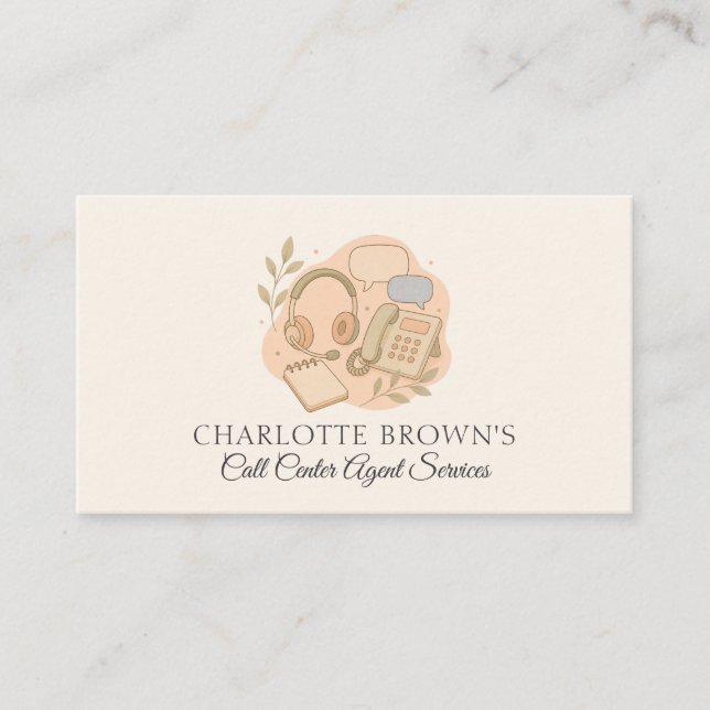 Call Centre Customer Support Virtual Assistant Business Card (Front)