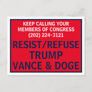 Call Congress Protest Resist Refuse Trump Vance Postcard