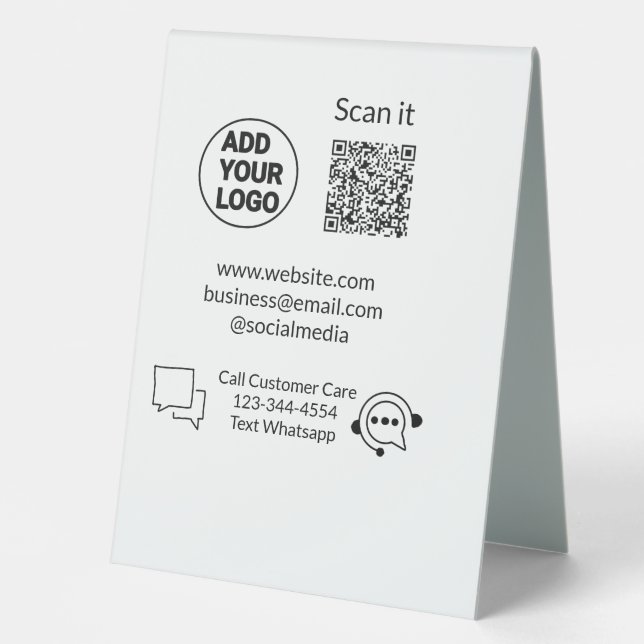 Call customer care text whatsapp Q R code business (Front)