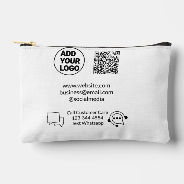 Call customer care text whatsapp Q R code business Accessory Pouch (Front)