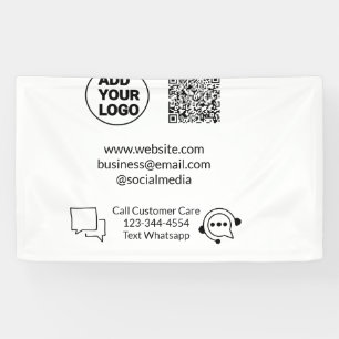 Call customer care text whatsapp Q R code business Banner