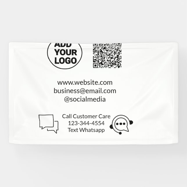 Call customer care text whatsapp Q R code business Banner (Horizontal)