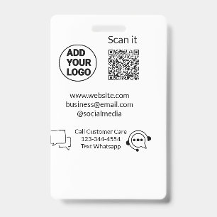 Call customer care text whatsapp Q R code business ID Badge