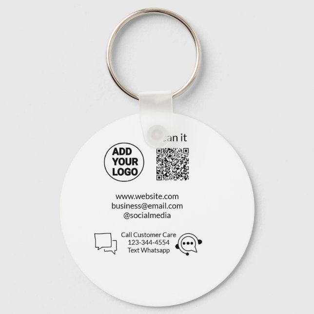 Call customer care text whatsapp Q R code business Key Ring (Front)