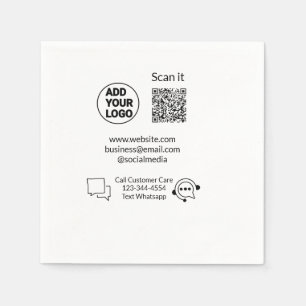Call customer care text whatsapp Q R code business Napkin