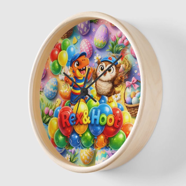 Call Easter adventure colourful cartoon nursery wa Clock (Angle)