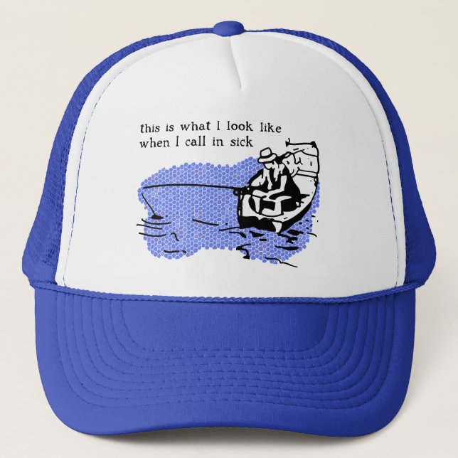 Call In Sick Fishing Hat Cap Funny Work Humour (Front)