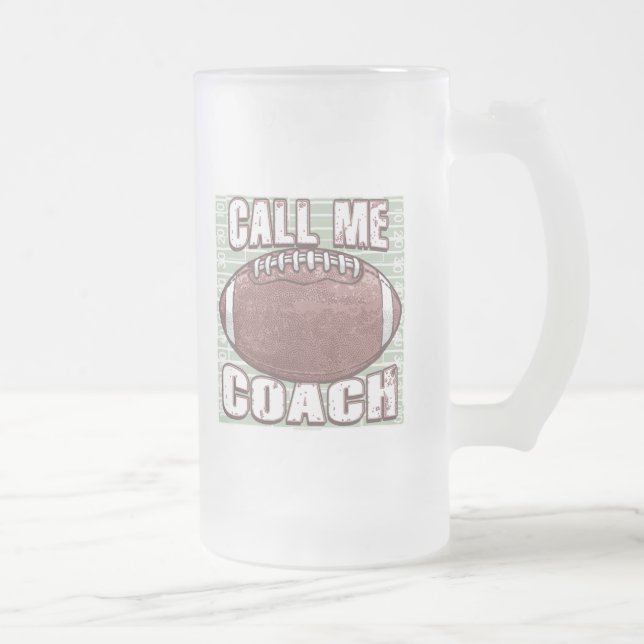Call Me Coach Football Gear Frosted Glass Beer Mug (Right)