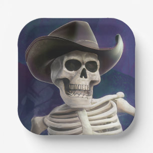 Call Me "Doc Bones", Wild West Skeleton Birthday Paper Plate