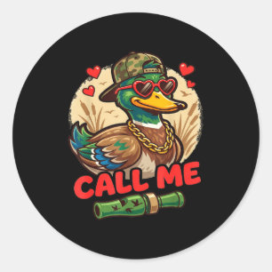 Call Me Duck Hunting Retro Valentine's Day Men Wom Classic Round Sticker