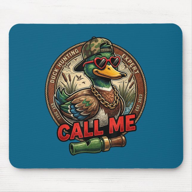 Call Me Duck Hunting Retro Valentine's Day Men Wom Mouse Mat (Front)