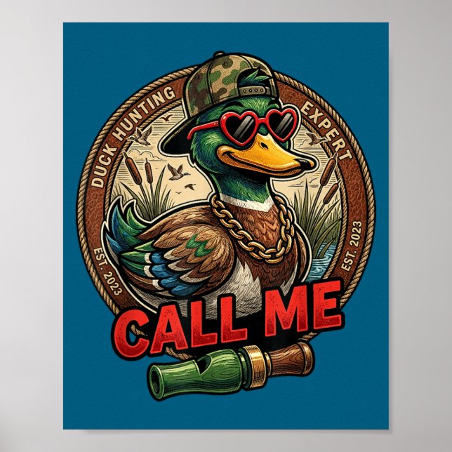 Call Me Duck Hunting Retro Valentine's Day Men Wom Poster (Front)