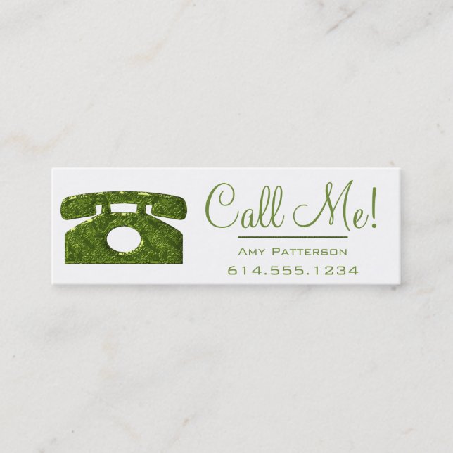 Call Me! Green Telephone Dating Profile Cards 2 (Front)