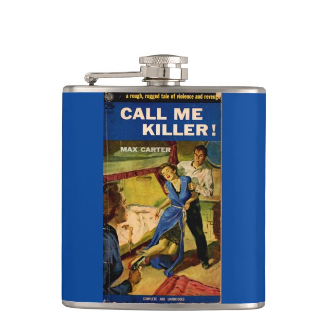 Call Me Killer pulp fiction cover Hip Flask (Front)