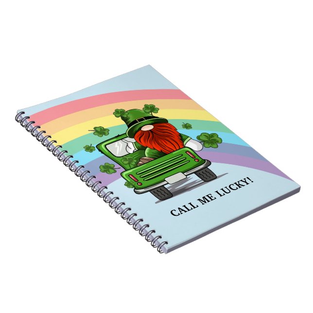 Call Me Lucky Irish Gnome Notebook (Right Side)