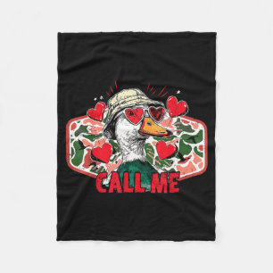 Call Me Mallard Duck Camo Hunting Hunter Valentine Fleece Blanket