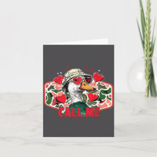 Call Me Mallard Duck Camo Hunting Hunter Valentine Thank You Card