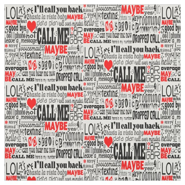 Call Me... Maybe Cellphone Fun Fabric (Swatch)