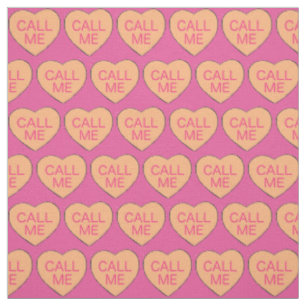 Call Me Pink Orange Candy Hearts Valentine's Day Fabric
