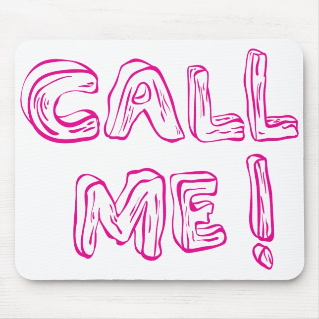 Call me pink typography diary sticker mouse mat (Front)