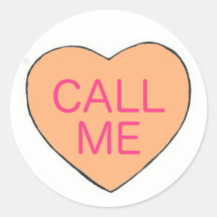 CALL ME Valentine's Day Candy Heart Love Pastel Classic Round Sticker
