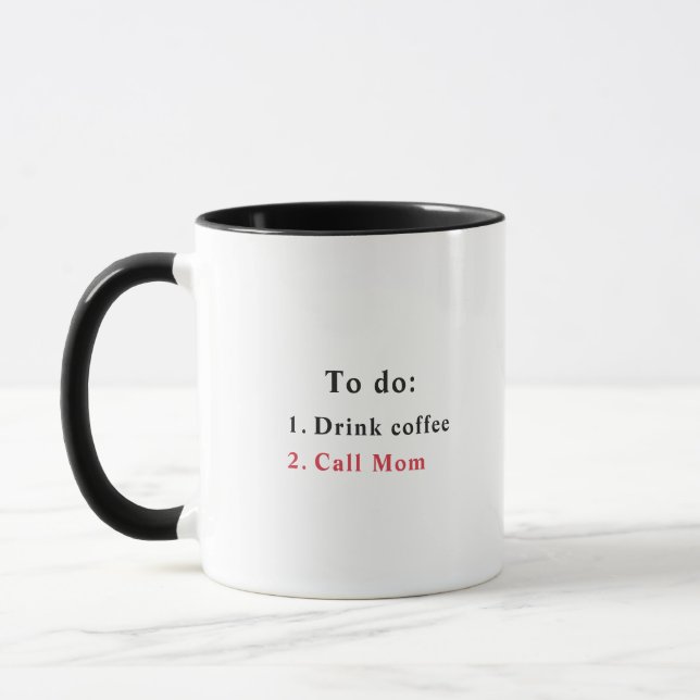 Call Mum Gift To Do List Drink Coffee Mug (Left)