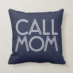 Call Mum   Navy & White Decorative Throw Pillow