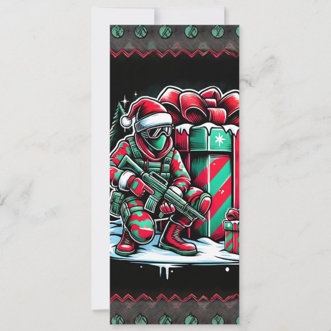 Call o Duty Shooter Gamer Boy Christmas Card (Front)
