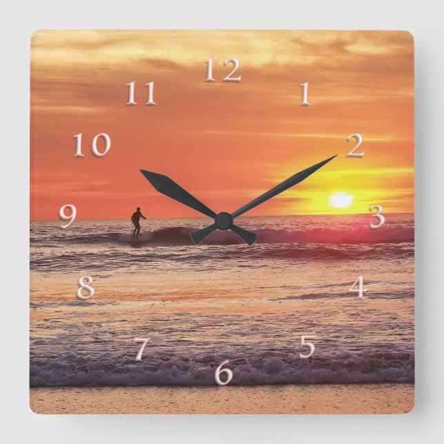 CALL OF THE SOLAR SURFER SQUARE WALL CLOCK (Front)