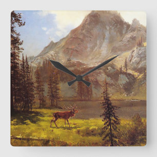 Call of the Wild by Albert Bierstadt 1876–77 Square Wall Clock