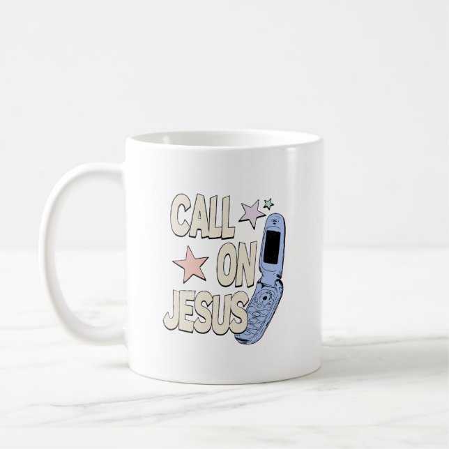 Call on Jesus – Retro Faith Design Coffee Mug (Left)