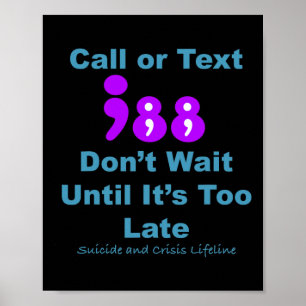 Call Or Text 988 Don't Wait Poster