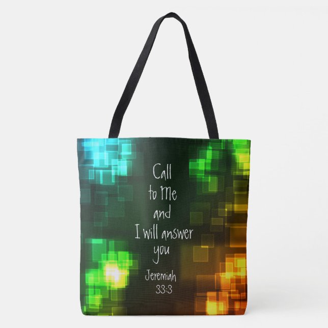 Call to Me I will Answer Bible Verse Jeremiah 33:3 Tote Bag (Front)