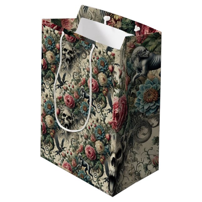 Call to the Night Gallery – Gothic Victorian Medium Gift Bag (Back Angled)