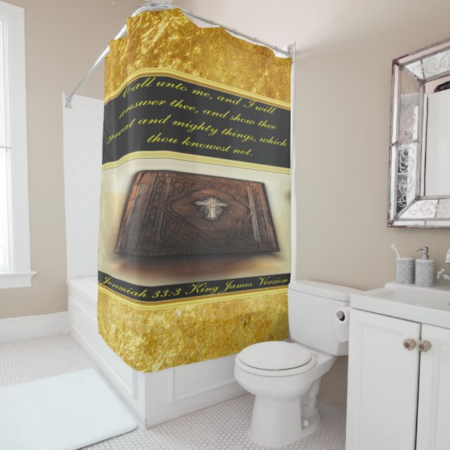 Call unto me, and I will answer thee Jeremiah 33:3 Shower Curtain (In Situ)