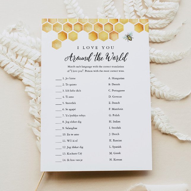 CALLA Bee I Love You Around The World Bridal Game Invitation (Creator Uploaded)
